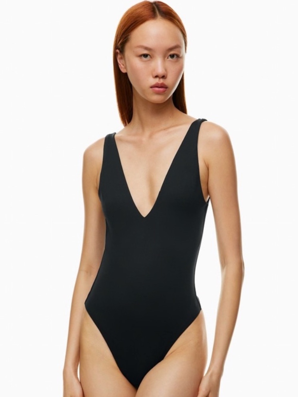 Babaton Aritzia Contour V-Neck Black Bodysuit